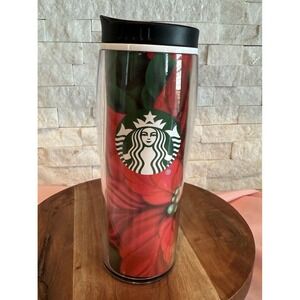 Starbucks 2020 Holiday Christmas Red Green Poinsettia Cold Drink Tumbler